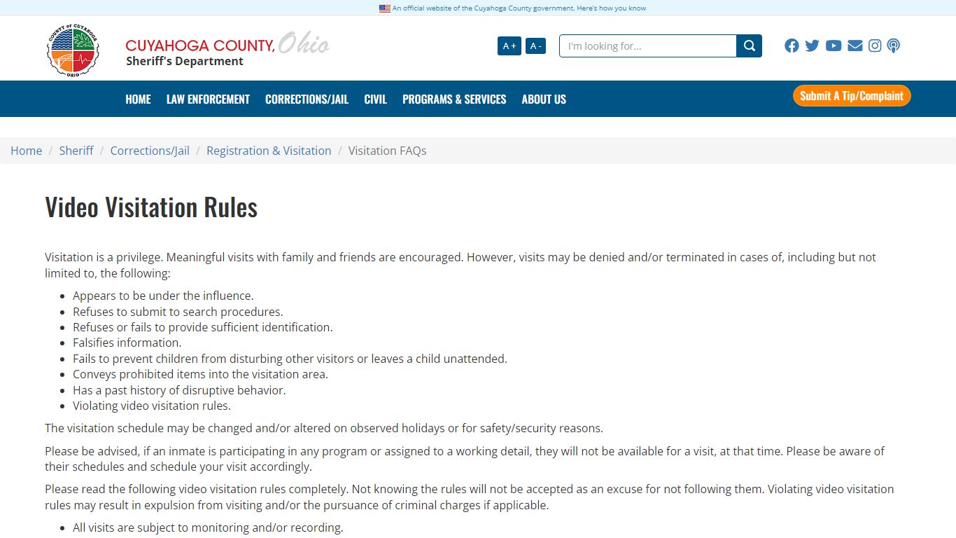 Visitation FAQs - cuyahogacounty.gov